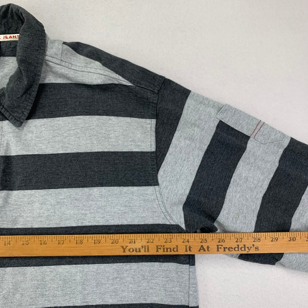 VTG Pure Playaz Rugby Shirt Mens 2XL Prison Stripe Y2K Hip Hop Streetwear Casual - Picture 10 of 12